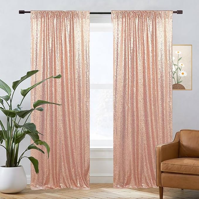 Eternal Beauty Rose Gold Sequin Backdrop Curtains, Shimmer Back Drop - Image 7