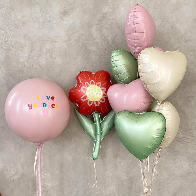 Sage Green Heart Balloons, 18Inch Pastel Green Helium Polyester Film Balloon - Image 5