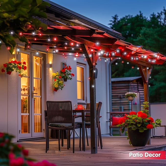 JMEXSUSS 2 Pack Red and White Christmas Lights, Each 100 LED 33ft Solar String - Image 4