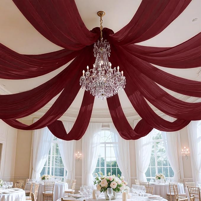 FUHSY Ceiling Drapes Wedding Arch Draping Fabric Chiffon Fabric Drapery - Image 2