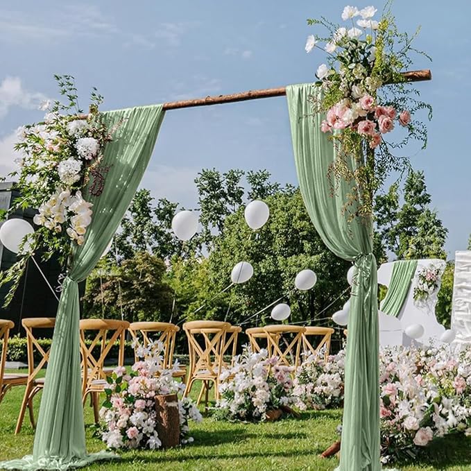 Sage Green Wedding Arch Draping Fabric 2 Panels 29" x 20 FT Wedding Drapes by DeZerlor