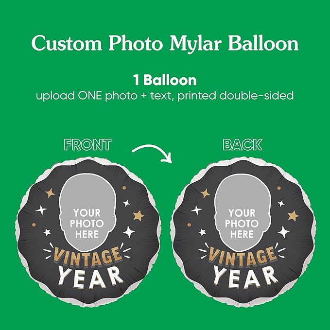 Big Dot of Happiness Personalized Vintage Birthday Photo Balloon, Custom Fun - Image 3