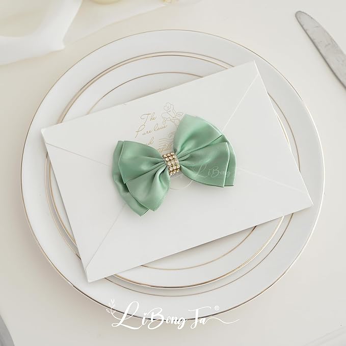 Moss Green Ribbon Bows 4'' Premade Satin Bow, Gift Bows - Image 8