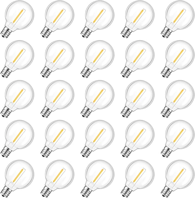 25 Pack Dimmable G40 Led Replacement Light Bulbs, E12 Screw Base Waterproof LED by GvvooHome