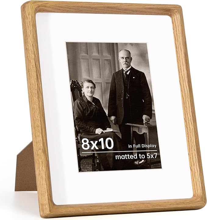 8x10 Oak Frame USA-Sourced Natural Wood Picture Frames Handcrafted Rounded by Dreamland