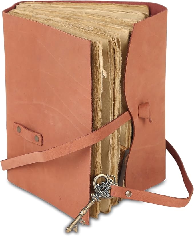 Leather Journal with Lined and Unlined Deckle Edge Paper 8x6 inch and Vintage - Image 8