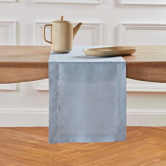 Solino Home Linen Dusty Blue Table Runner 60 Inches by SolinoHome