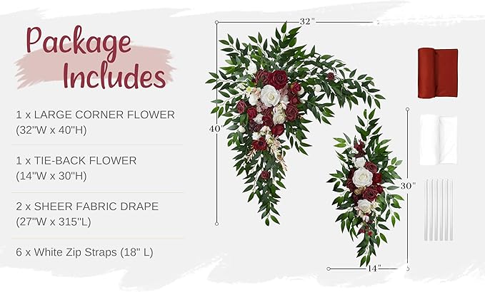 Wedding Arch Flowers with Drapes Kit - Image 5