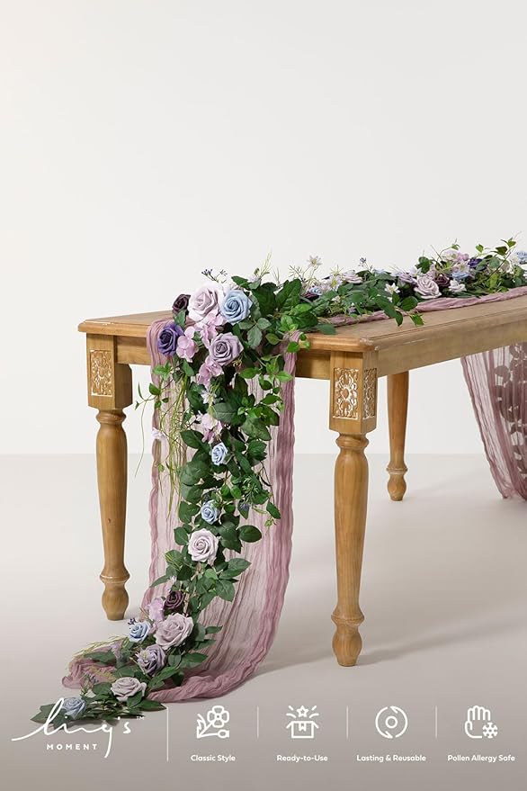 Ling's Moment Flower Garland - 6FT Eucalyptus & Rose - Sweetheart Table Decor - Image 3