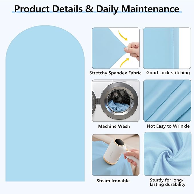 HEMMOTOP 7.2 ft Blue Arch Backdrop Cover, Spandex Arch Covers Stretchy Backdrop - Image 4
