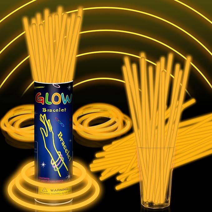 100 Pack 8” Orange Glow Sticks Bulk by Taikula