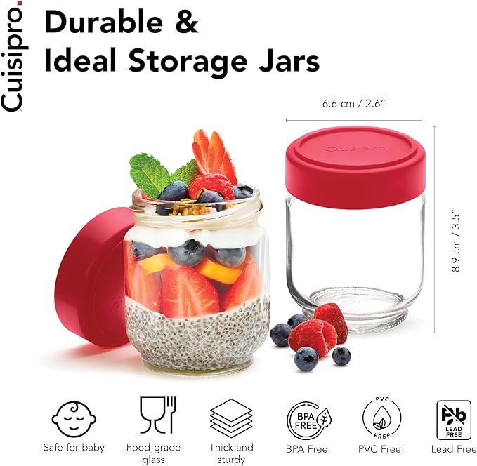 Cuisipro Jars with Lids, 6 Oz Glass Jars with Airtight Lid Wide Mouth, 4 Pack - Image 5