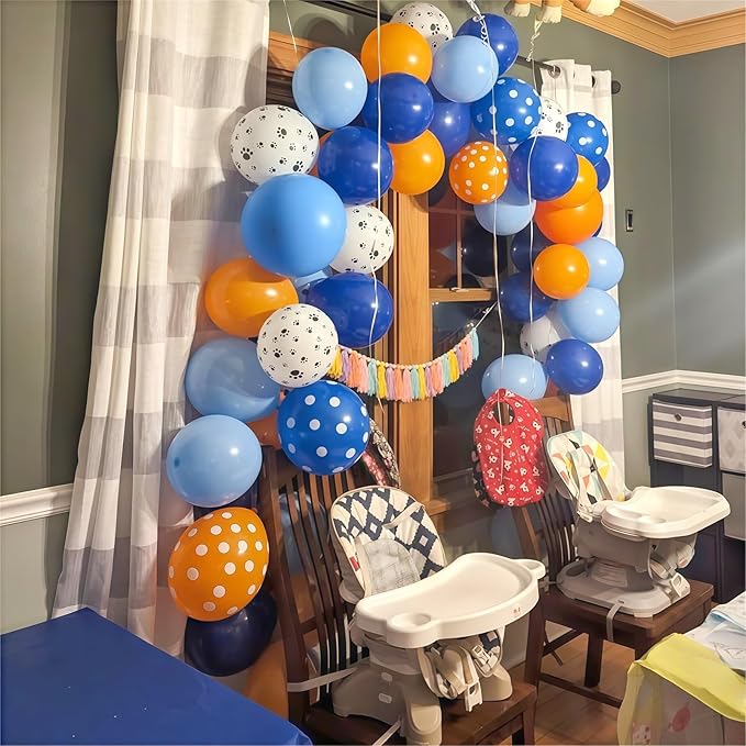 Blue and Orange Balloons Set, 12 Inch Orange Royal Pastel Dark Blue Balloon - Image 4