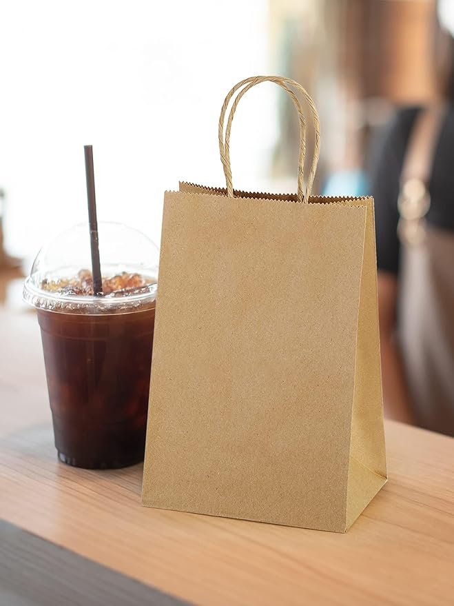 MESHA Kraft Paper Bags 5.25X3.75X8 Inch Brown Small Gift Bags - Image 9
