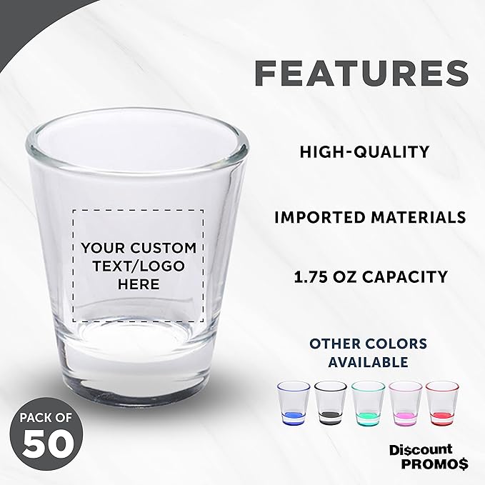 Custom Shot Glasses 1.75 oz. Set of 50, Personalized Bulk Pack - Image 2