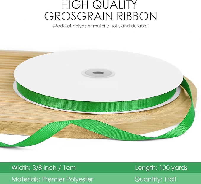100 Yards 3/8 inch Grosgrain Ribbon, Solid Color Fabric Ribbon Perfect - Image 2