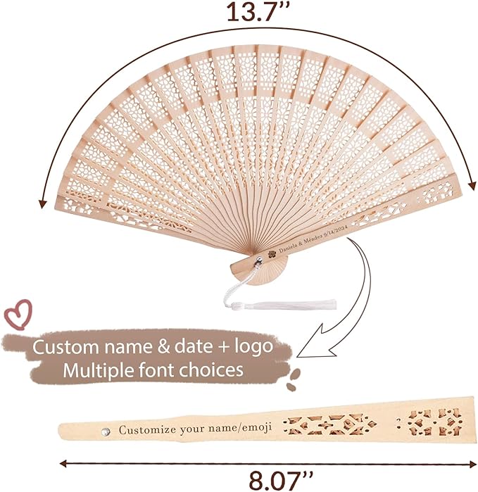 100Pcs Custom Wedding Fans for Guests Bulk – Personalized Hand Fans - Image 2