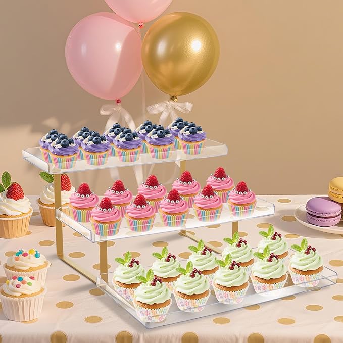 3 Tier Serving Tray Set for Entertaining, Acrylic Wedding Dessert Table Display - Image 4