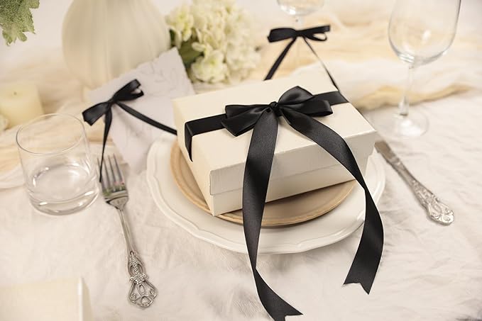 Black Satin Ribbon 1 inch X Continuous 100 Yards, Single Face Polyester Ribbon - Image 5