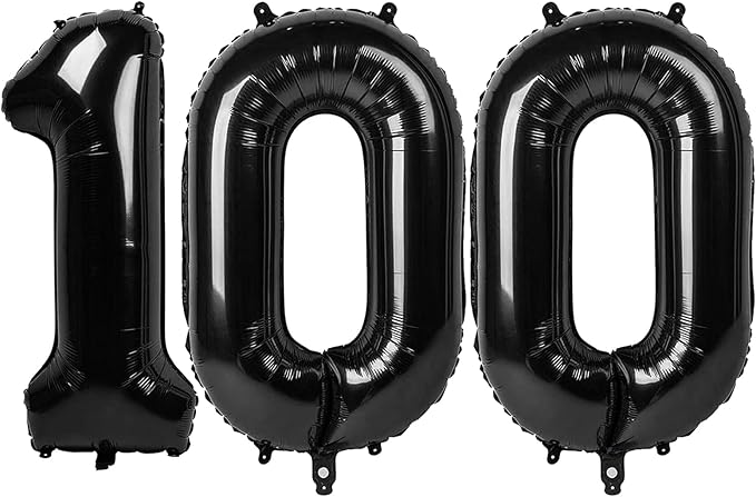 Black Number 100 Balloon by Upgesy
