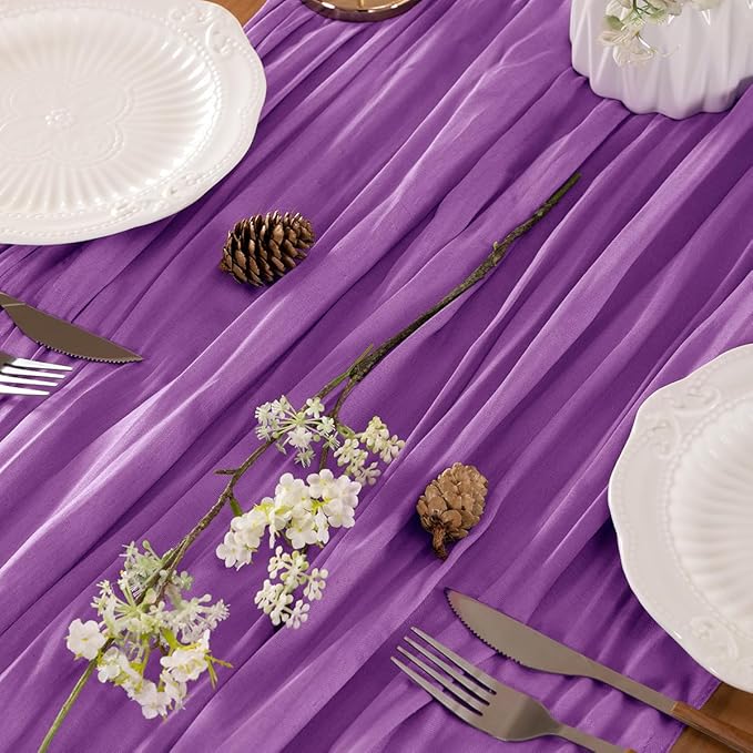 Purple Table Runner Cheesecloth Table Runner 14FT Farmhouse Table Runners 160 - Image 2