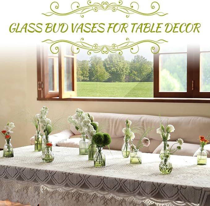Green Bud Vases Set of 12, Small Vases - Image 3