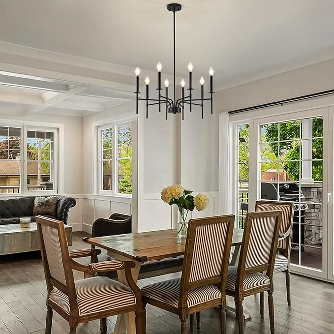 8 Light Black Chandelier Light Fixture, Modern Farmhouse Chandeliers - Image 5