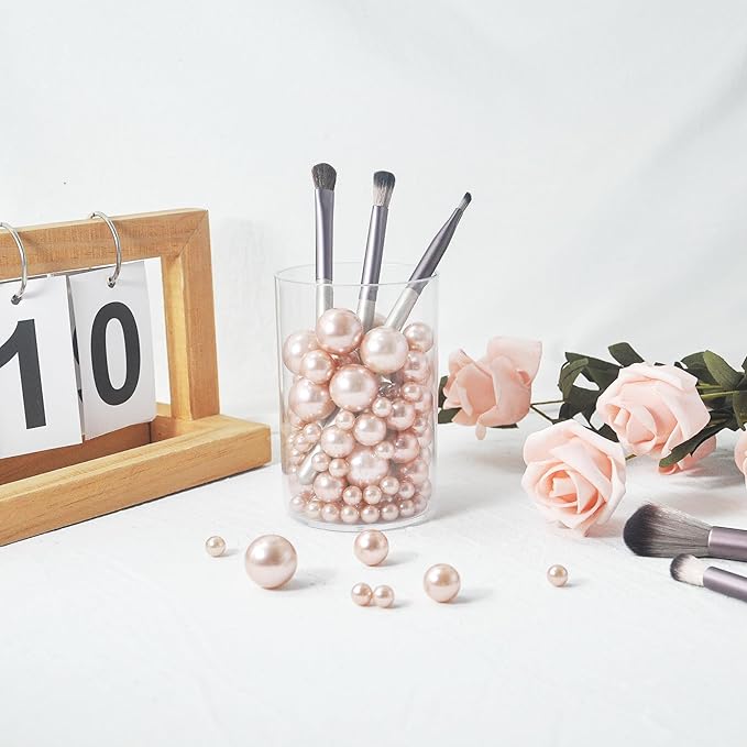 260Pcs Rosegold Glossy Beads for Centerpiece Decor, Artifical Pearls Vase Filler - Image 3
