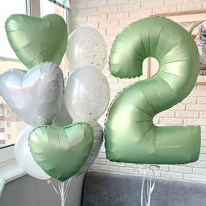40 Balloon Number 2 Olive Green, Large Foil Number Balloons Set 0-9, Olive - Image 3