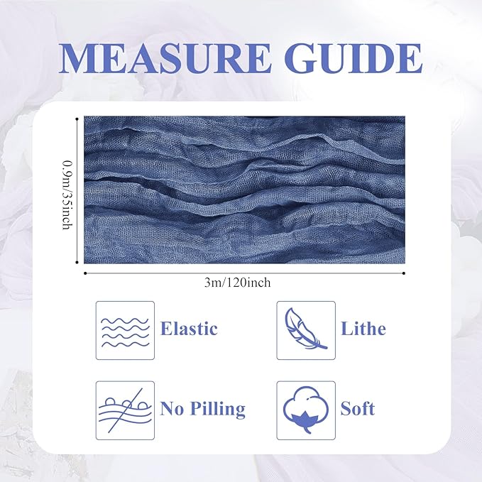 Asee'm 4pcs Cheesecloth Table Runner 120 Inches Long Blue Boho Gauze Cheese - Image 2
