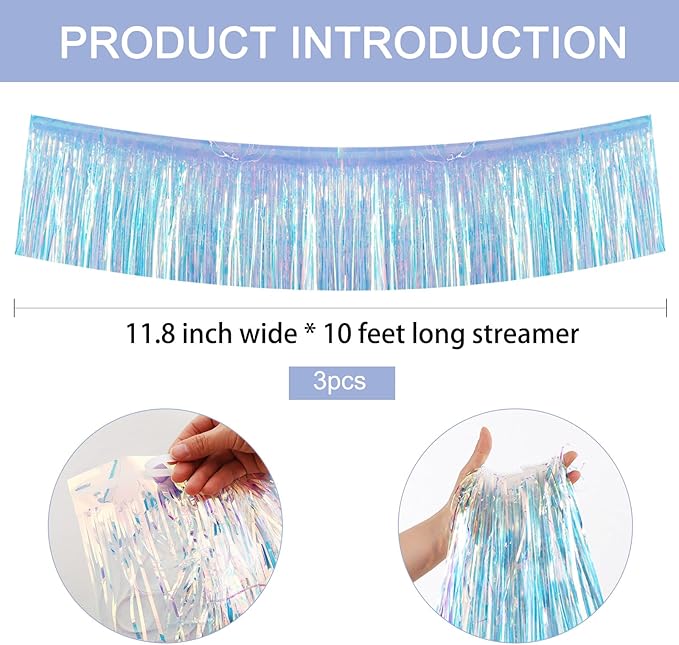 BEISHIDA 3 Packs 30 Feet Metallic Foil Fringe Garland Tinsel - Image 2
