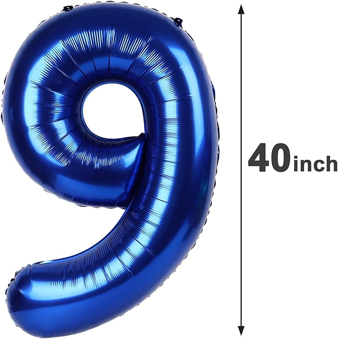 40 Inch Big Night Blue 9 Balloon Number, Jumbo Giant Happy 9th 19 29 39 49 99 - Image 3