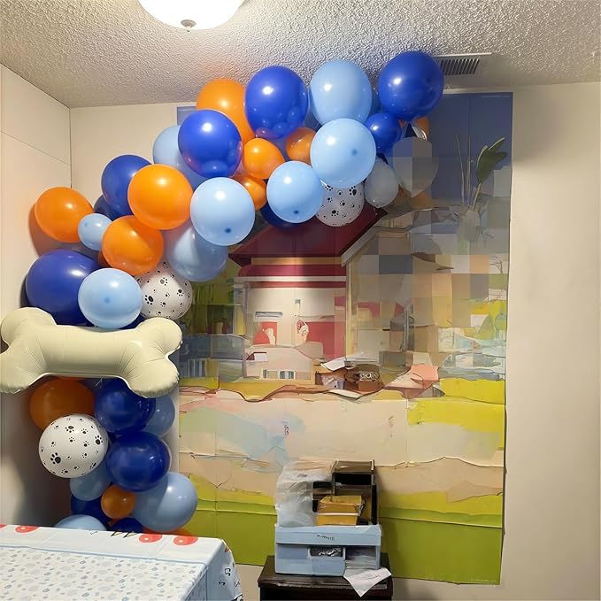 Blue and Orange Balloons Set, 12 Inch Orange Royal Pastel Dark Blue Balloon - Image 6