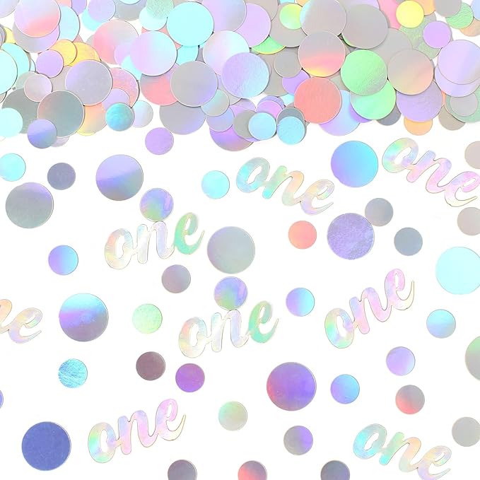 One Birthday Confetti Iridescent Baby First Birthday Decorations Circle Table by Vofrise