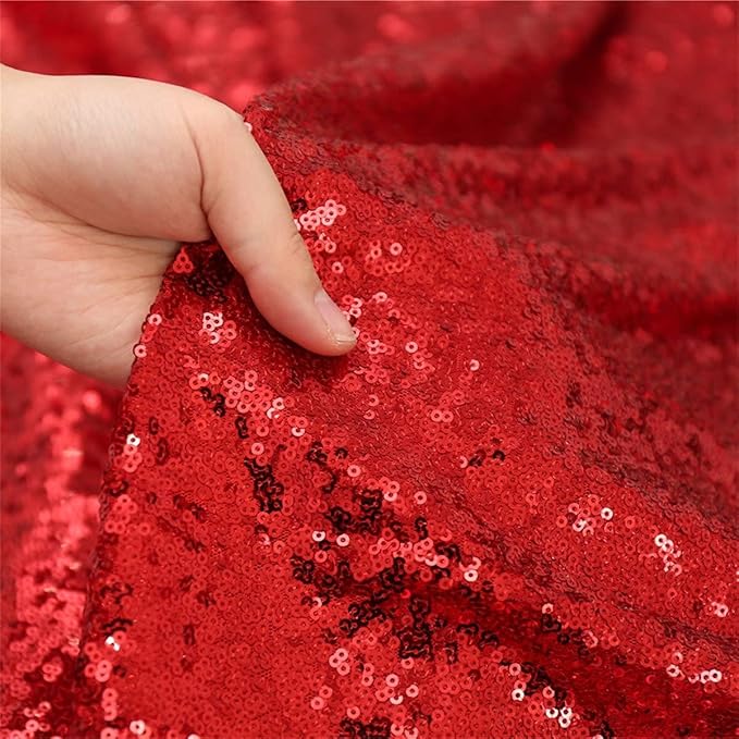 Red Sequin Backdrop Curtains 4 Panels 2FTx8FT Glitter Red Drapes Photo Backdrop - Image 7