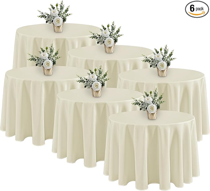 Fitable 6 Pack Ivory Round Tablecloths by Fitable
