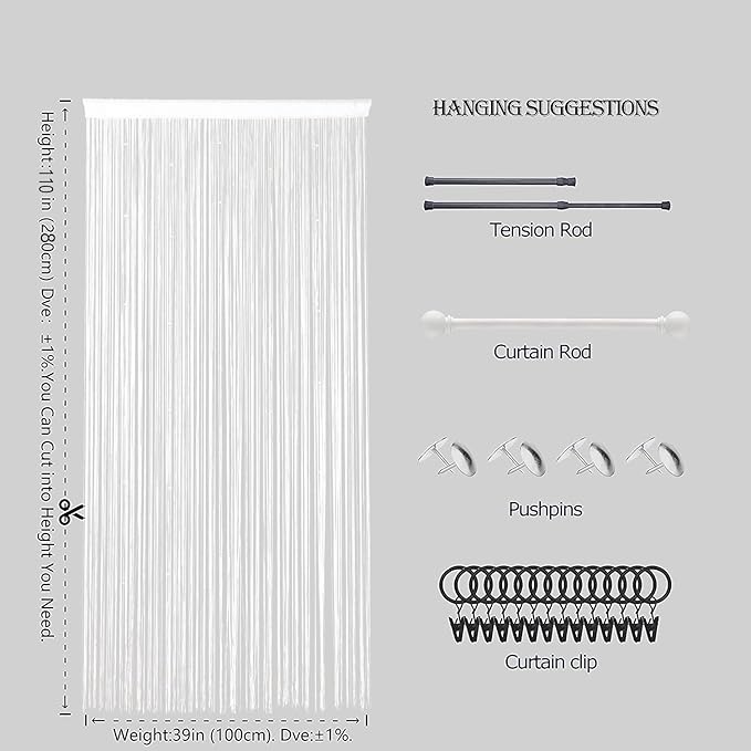 Beaded Doorway Curtain Door Beads Dense String Curtains Fringe Hippie Perfect - Image 5