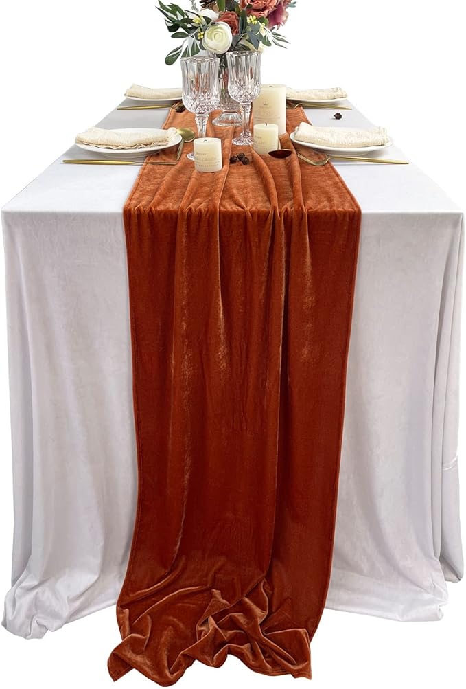 Luxurious Velvet Table Runner, 10ft Wedding Reception Decorations, 20x120inch by EHLDekol