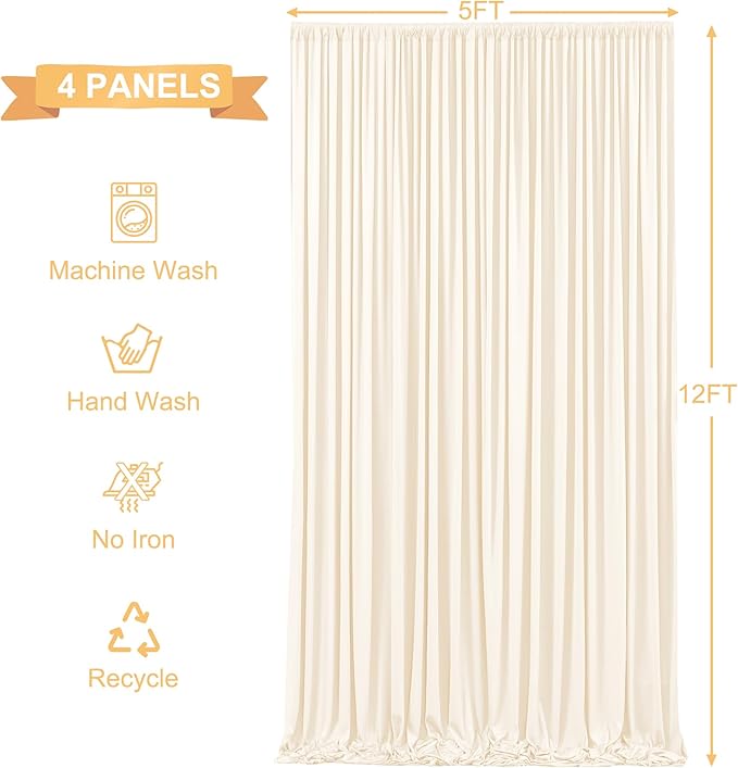 20ft x 12ft Champagne Backdrop Curtains Wrinkle Free Backdrop Curtain - Image 5