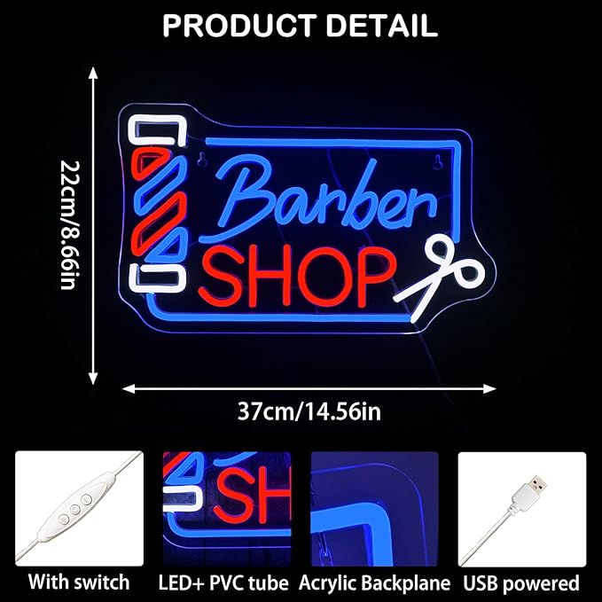 Looklight Barber Shop Neon Sign Dimmable Barber Pole Led Signs - Image 6
