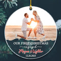 Our First Christmas Engaged Ornament, Customized Name Date & Photo Couple Just by BixDori