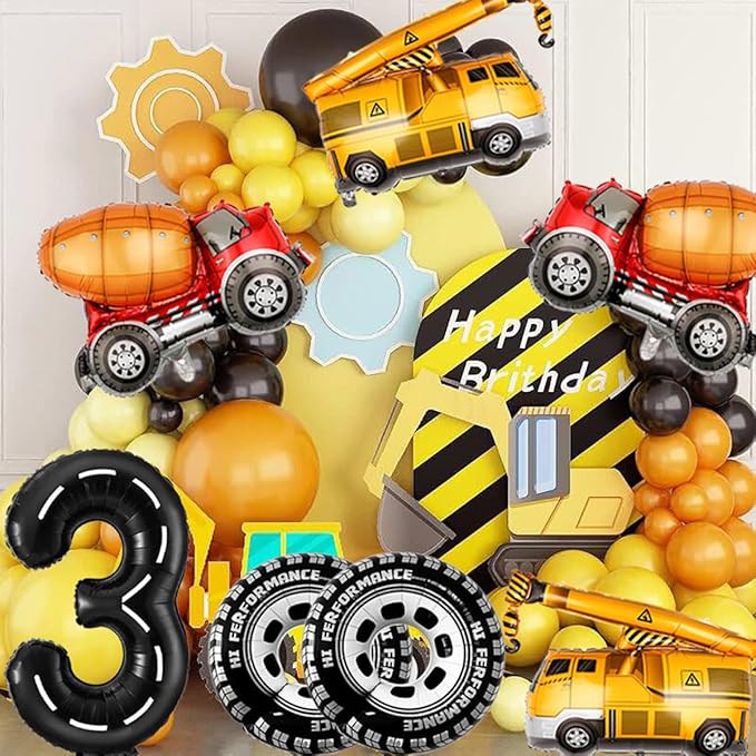3rd Birthday Decorations for Boys Construction Balloons 40inch Number 3 - Image 4