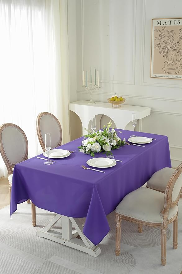 Craft And Party Rectangle Tablecloth, 70 x 90 Inch Purple Tablecloth, Polyester - Image 3