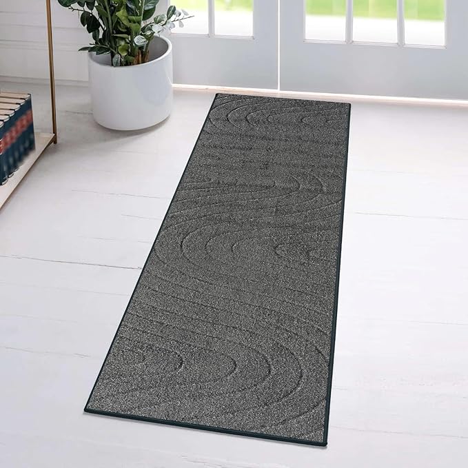 LUXE WEAVERS Modern Geometric Wave Anthracite 2x8 Area Rug - Image 3