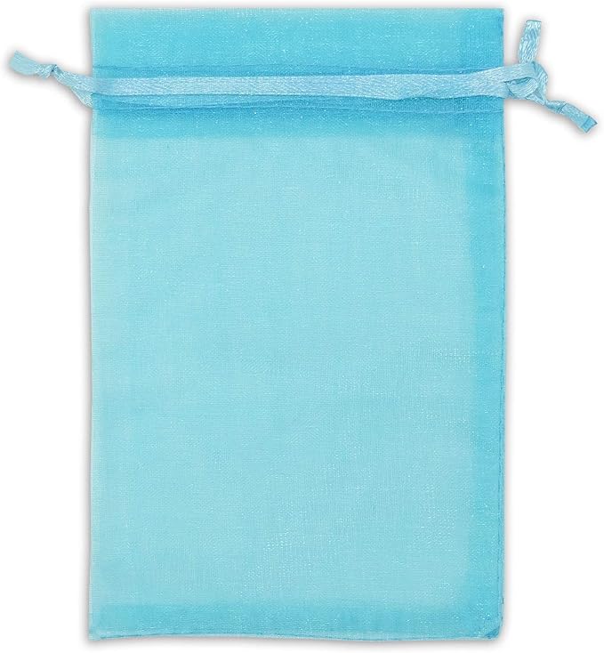 TheDisplayGuys 100-Pack 6x8 Turquoise Blue Sheer Organza Gift Bags - Image 4