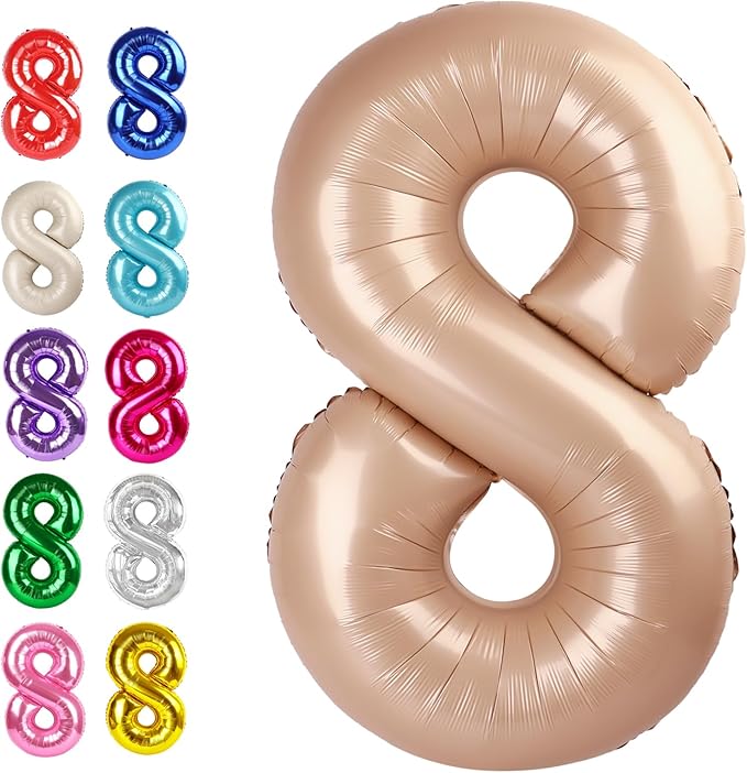 Helium Foil Light Brown Number 8 Balloon 40 Inch, Mylar Eight Numbers 8 18 28 by Upgesy
