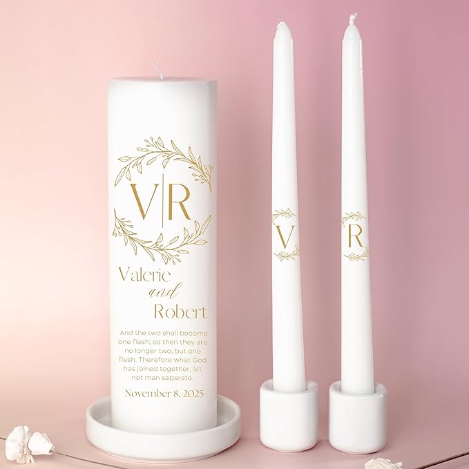 Unity Candles for Wedding, Modern Unity Set, Custom and Personalized Pillar and - Image 9