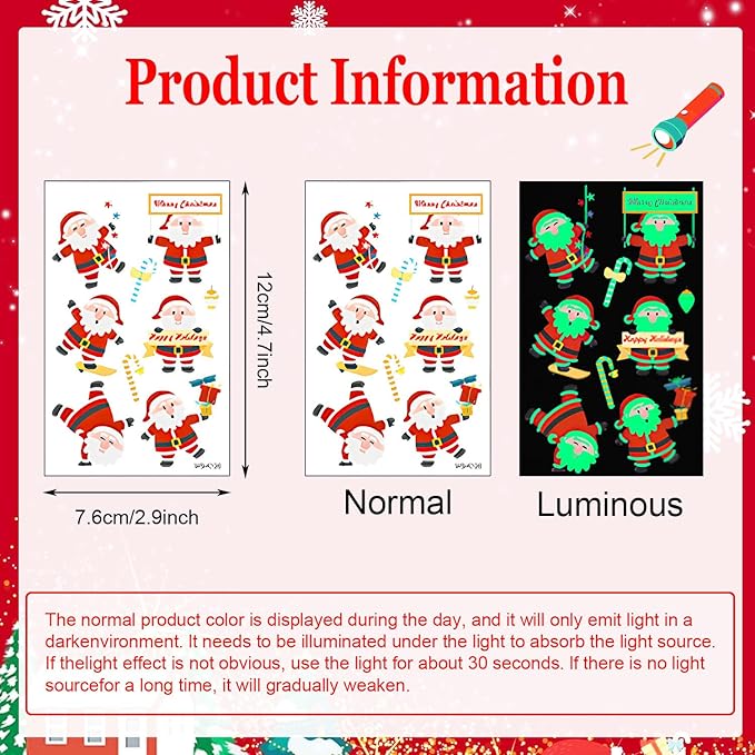 LOMIMOS 240PCS Christmas Temporary Tattoos - Image 7