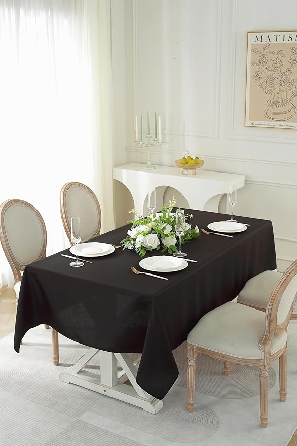 Craft And Party Rectangle Tablecloth, 70 x 90 Inch Black Tablecloth, Polyester - Image 3
