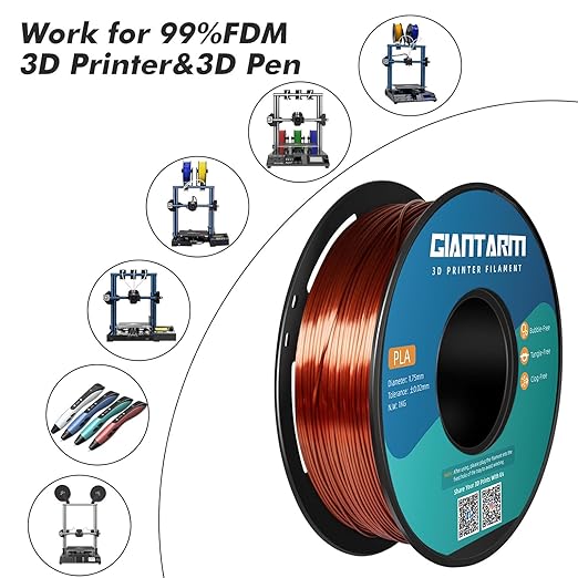 GIANTARM 3D Printer Filament, Silk Copper Pla Filament, 1Kg Spool, 1.75mm - Image 4